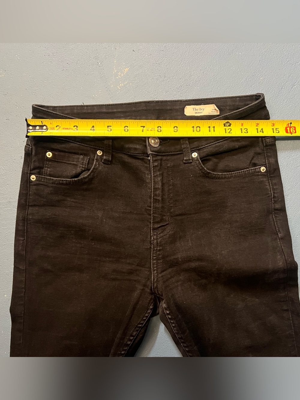 Women's Black Mixed Wash‎ High Waisted Skinny Jeans Size 12 Short - Picture 6 of 6